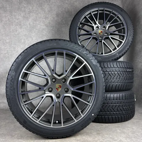 Background image for Winterräder Porsche Cayenne Coupe E3 Original 21" RS Spyder Felgen Turbo GTS 9YB NEU 9Y0044630H